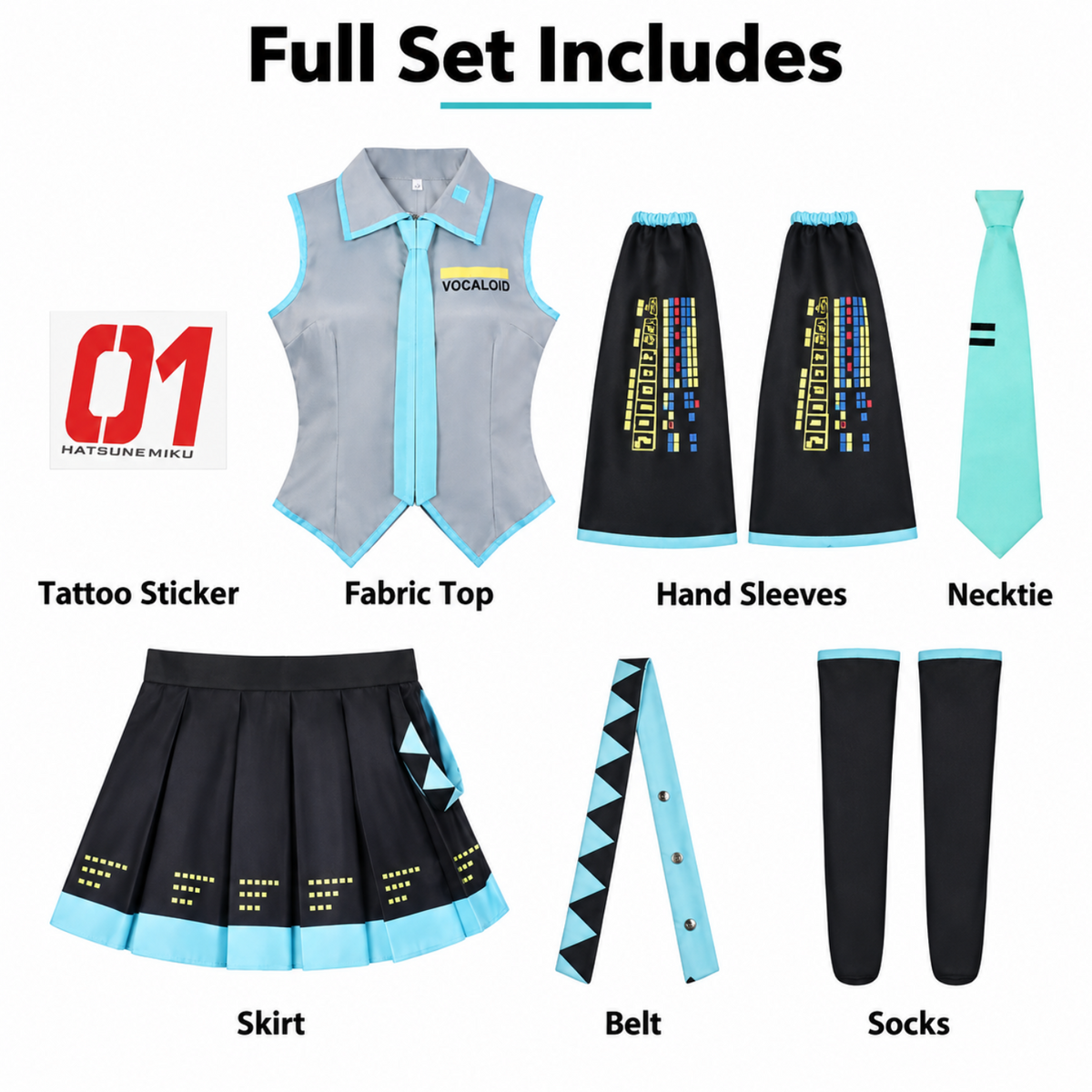 costume cosplay sacadranca vocaloid hatsune miku