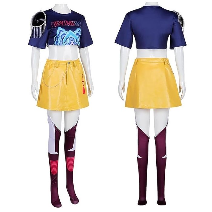 costume cosplay adulto sacadranca kpop demon hunters huntrix mira