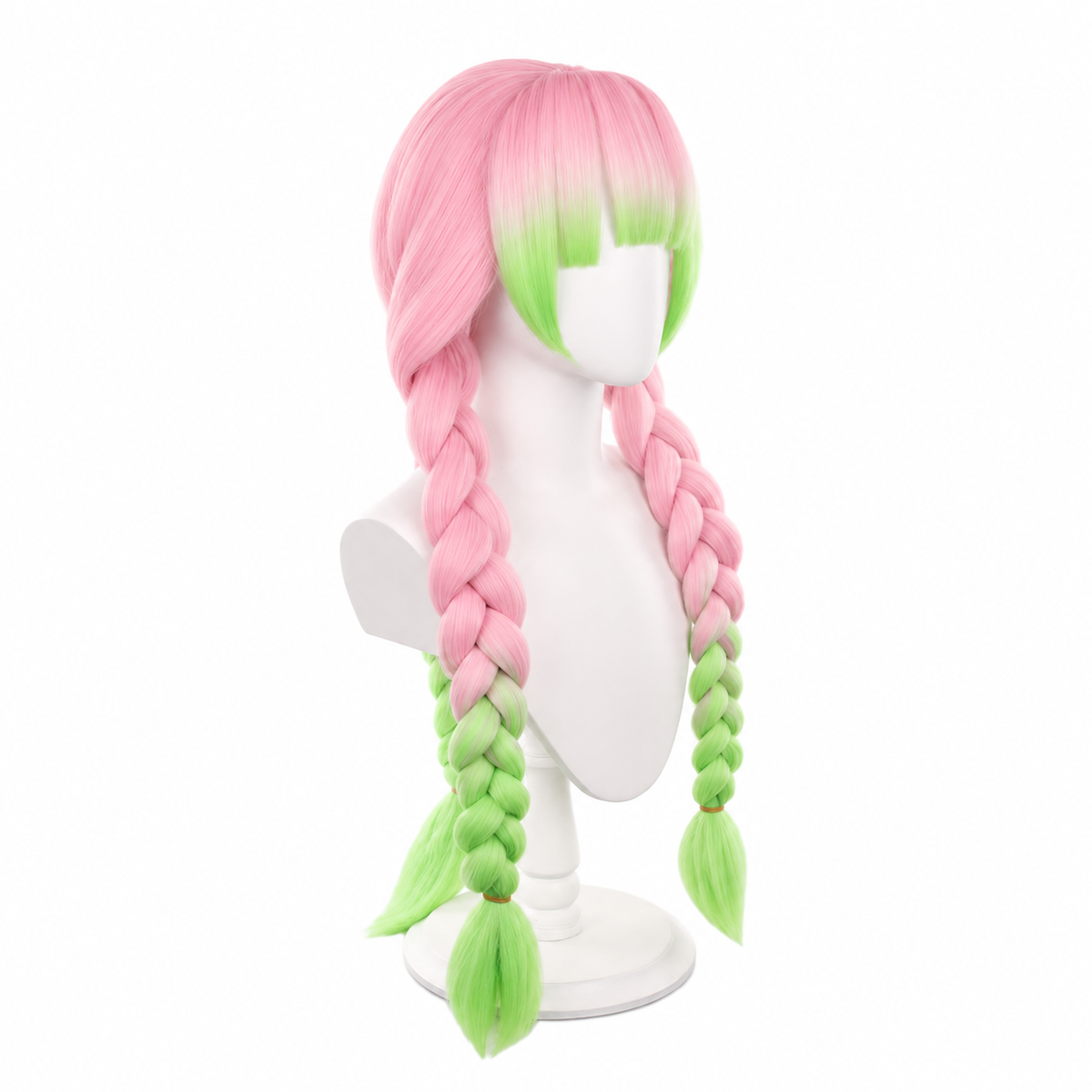 Parrucca Cosplay Demon Slayer – Mitsuri Kanroji Dyed – Rosa / Verde 70 cm