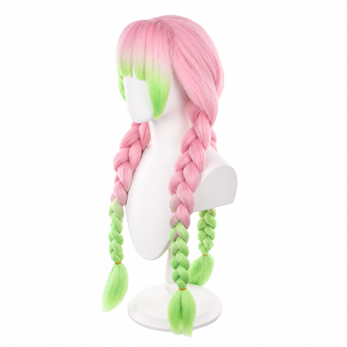 Parrucca Cosplay Demon Slayer – Mitsuri Kanroji Dyed – Rosa / Verde 70 cm