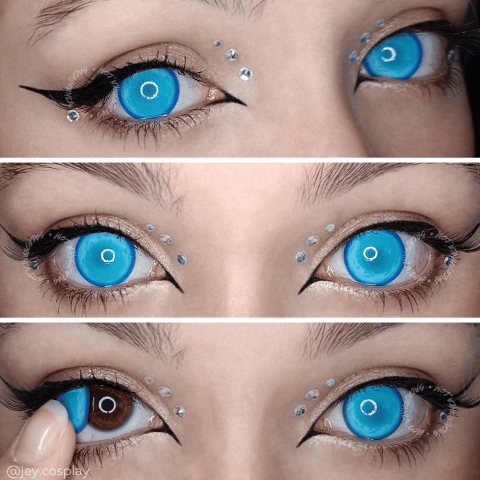 lenti cosplay crazy lens sacadranca cyborg blue - collage