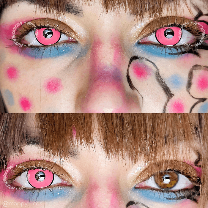 lenti cosplay crazy lens sacadranca pink rim - collage