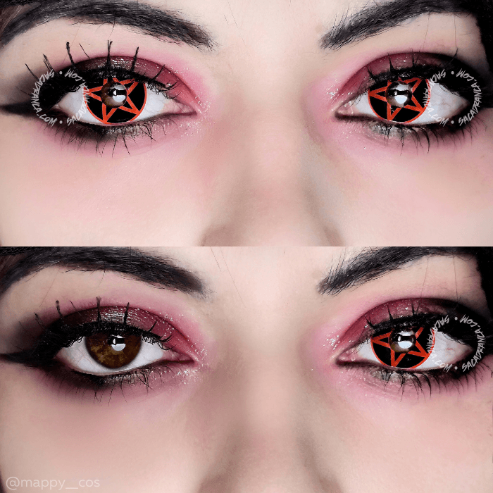 lenti cosplay crazy lens sacadranca red pentagram - collage