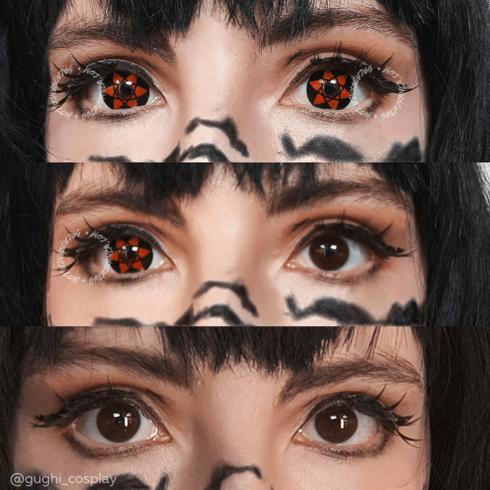 lenti cosplay crazy lens sacadranca naruto sasuke sharingan - collage