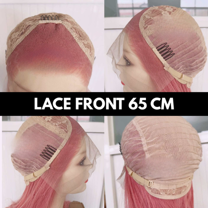 sacadranca parrucca lace front wig smoke pink