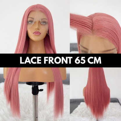 sacadranca parrucca lace front wig smoke pink