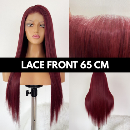 sacadranca parrucca lace front wig 65 cm wine red