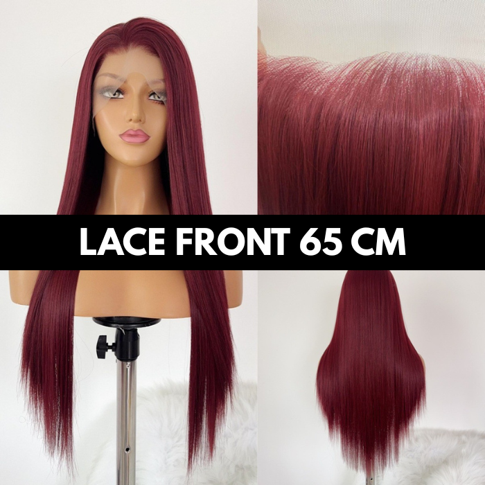 sacadranca parrucca lace front wig 65 cm wine red