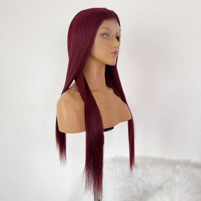 sacadranca parrucca lace front wig 65 cm wine red