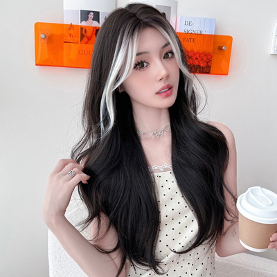 parrucche cosplay anime 70 cm lolita black wig mosso naturale