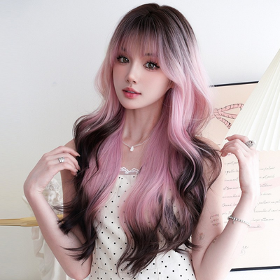 parrucche cosplay anime 70 cm lolita pink coffee dyed