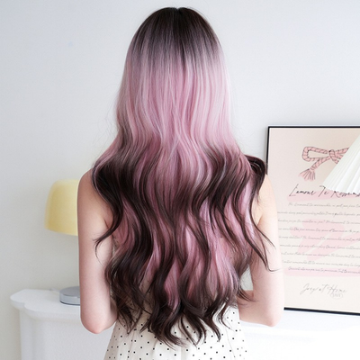 parrucche cosplay anime 70 cm lolita pink coffee dyed