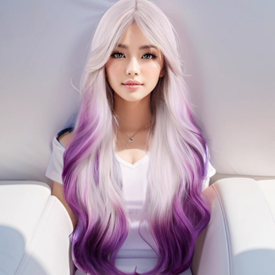 parrucche cosplay anime 70 cm lolita white purple dyed