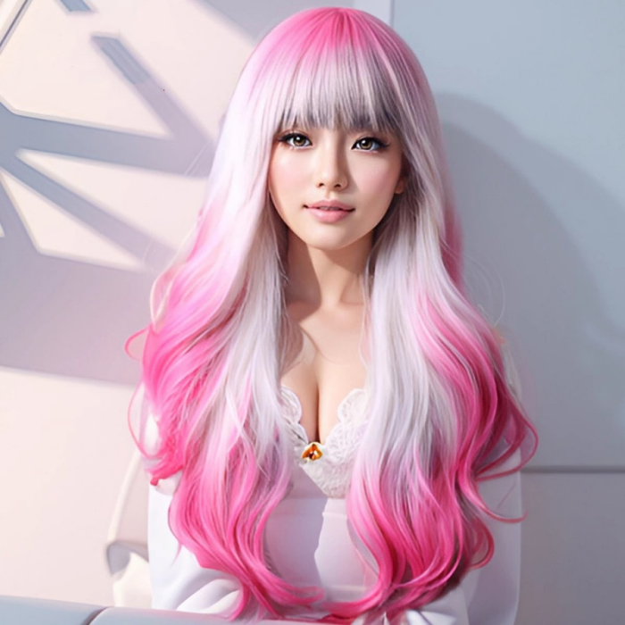 parrucche cosplay anime 70 cm lolita rose white dyed