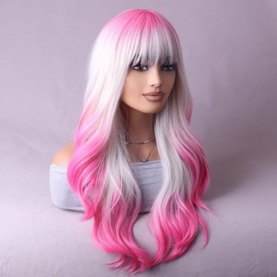 parrucche cosplay anime 70 cm lolita rose white dyed