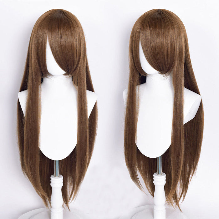 sacadranca parrucche cosplay wig 80 cm generica liscia dark brown