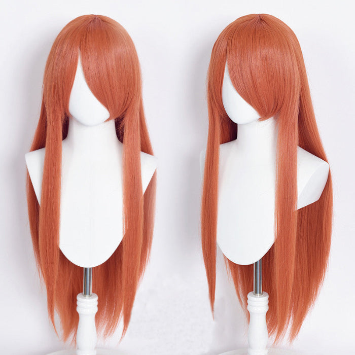 sacadranca parrucche cosplay wig 80 cm generica liscia orange red