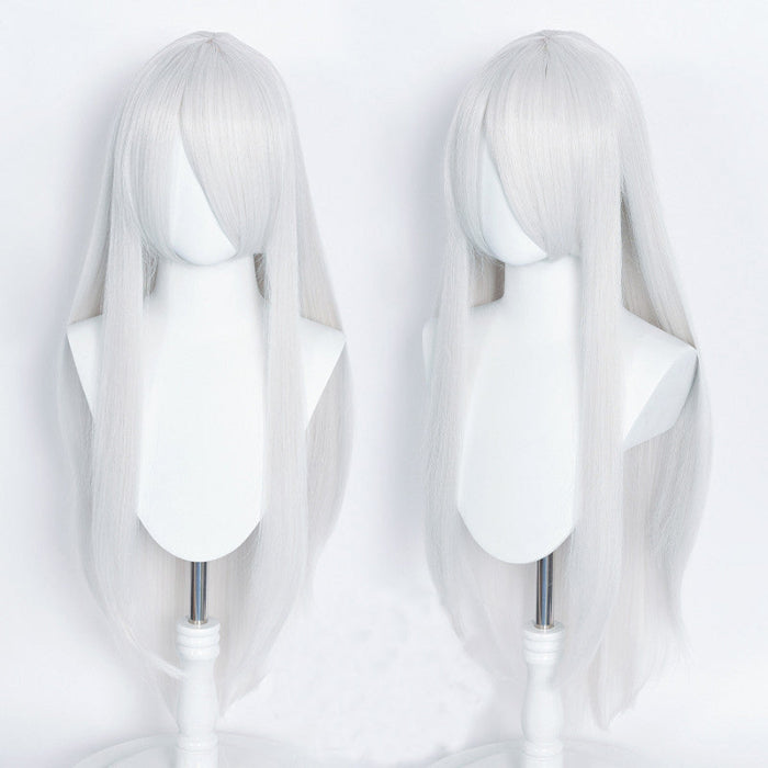 sacadranca parrucche cosplay wig 80 cm generisca liscia  silver white