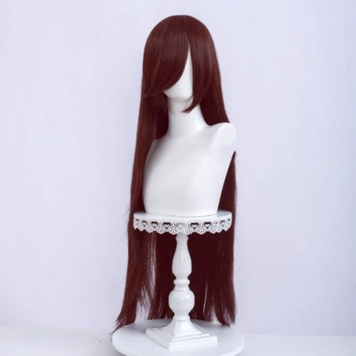 parrucca cosplay liscia 100cm dark wine red