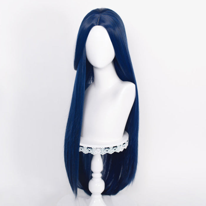 sacadranca parrucche cosplay wig 100 cm generica liscia blue black