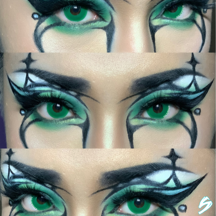 lenti cosplay crazy lens sacadranca green eye - collage