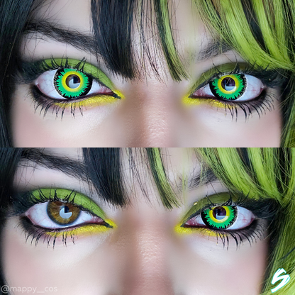 lenti cosplay crazy lens sacadranca green werewolf - collage