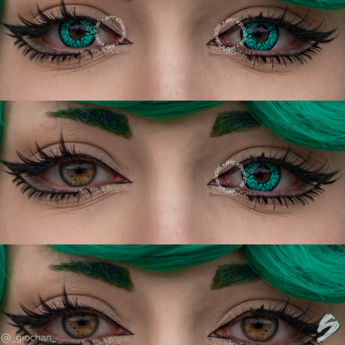 lenti cosplay crazy lens sacadranca monster green - collage