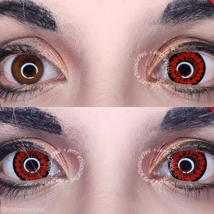lenti cosplay crazy lens sacadranca sparkle red - collage