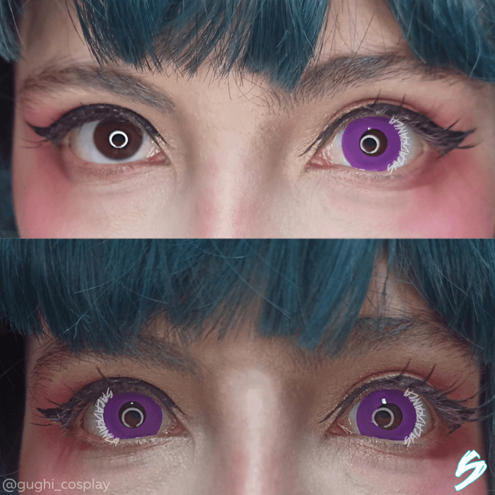 lenti cosplay crazy lens sacadrana violet eye - collage