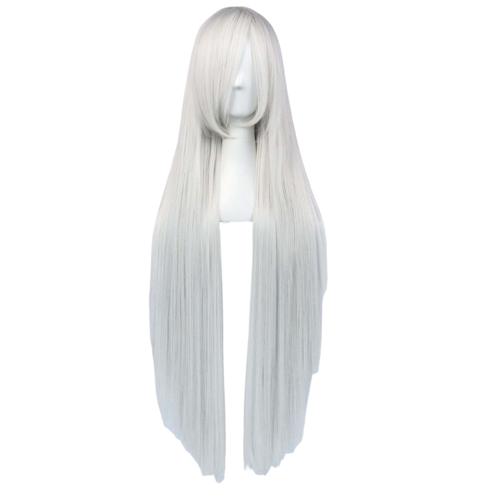 parrucche cosplay sacadranca 100 cm bianca argento - fronte