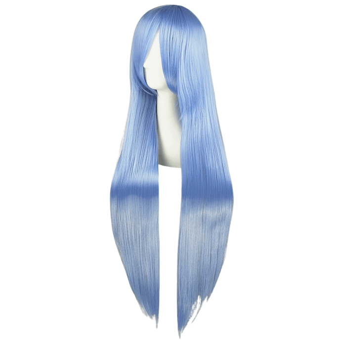 parrucca cosplay sacadranca 100cm azzurra chiaro - lato