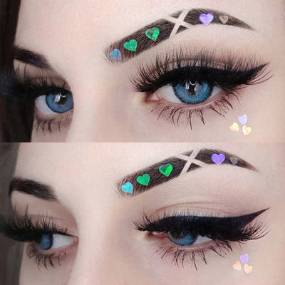 Lenti Colorate Sakura Blue Urban Layer Foto Indossate Occhi Marroni