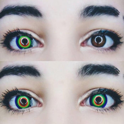 lenti cosplay crazy lens circle rainbow - collage