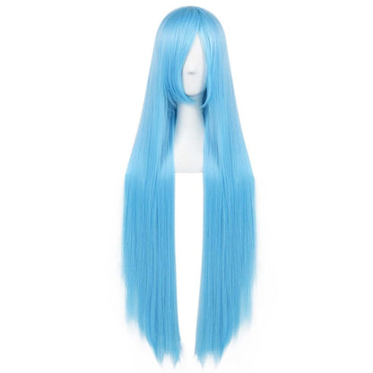 parrucca cosplay sacadranca 100cm azzurra - fronte