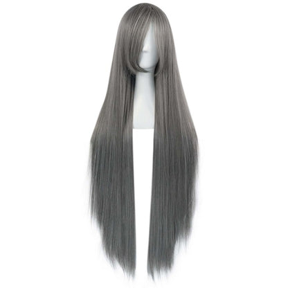 parrucca cosplay 100cm grigio scuro - fronte